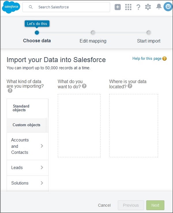 Selecting Object in Salesforce